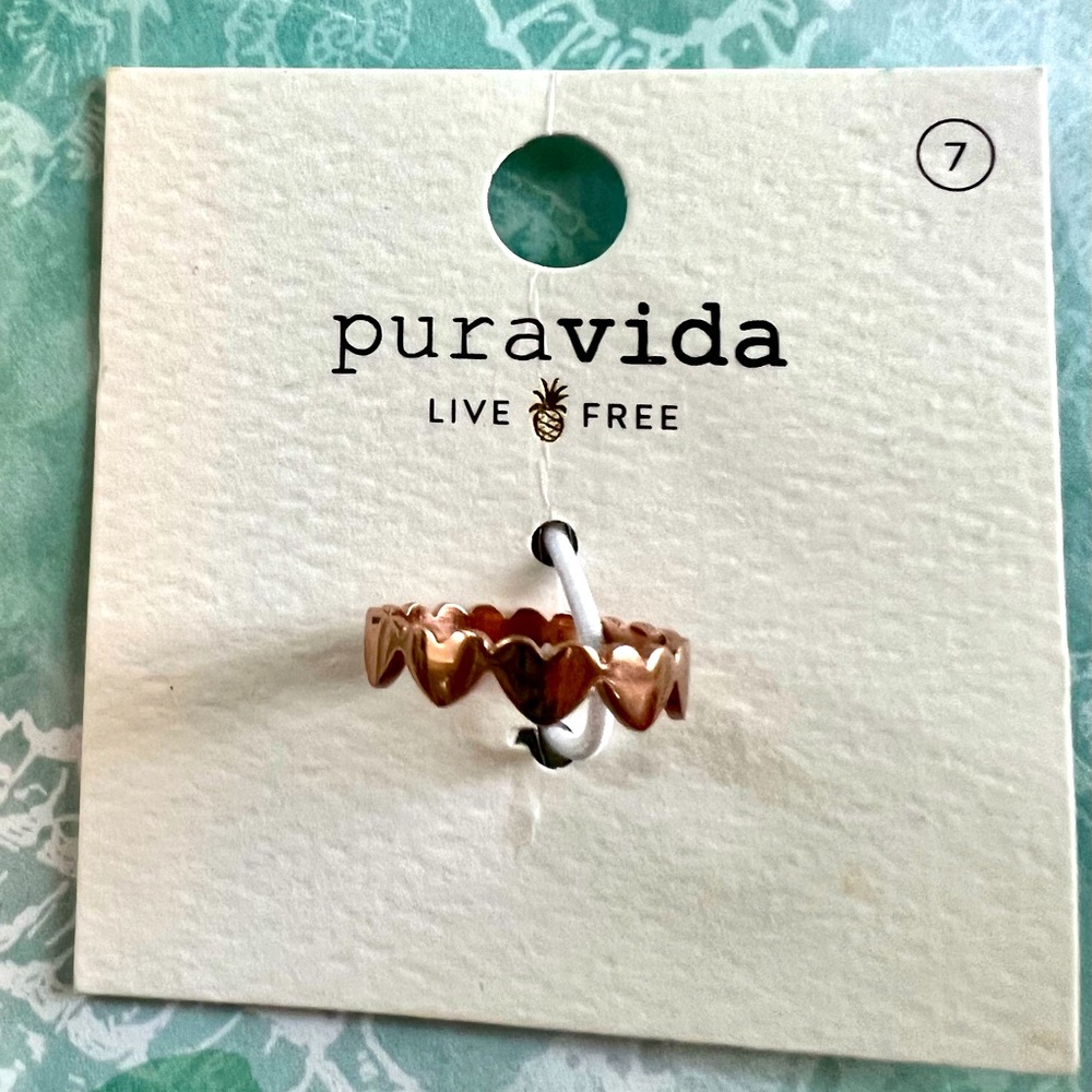 Pura Vida Rose gold heart ring size 7